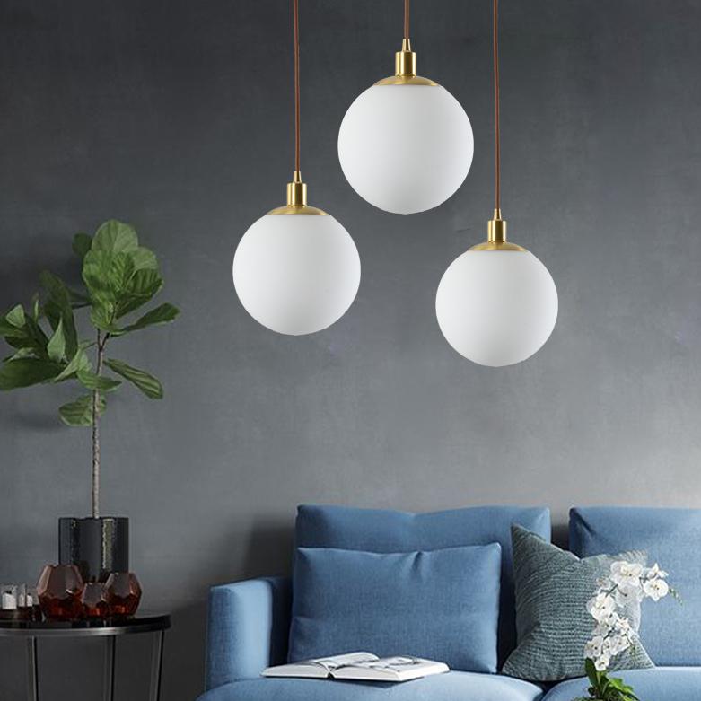 Nordic Minimalist Milky White Glass Ball 1-Light Pendant Light