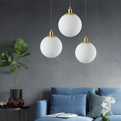Nordic Minimalist Milky White Glass Ball 1-Light Pendant Light