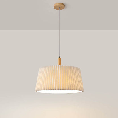 Nordic Minimalist Solid Color Solid Wood Fabric 1-Light Pendant Light