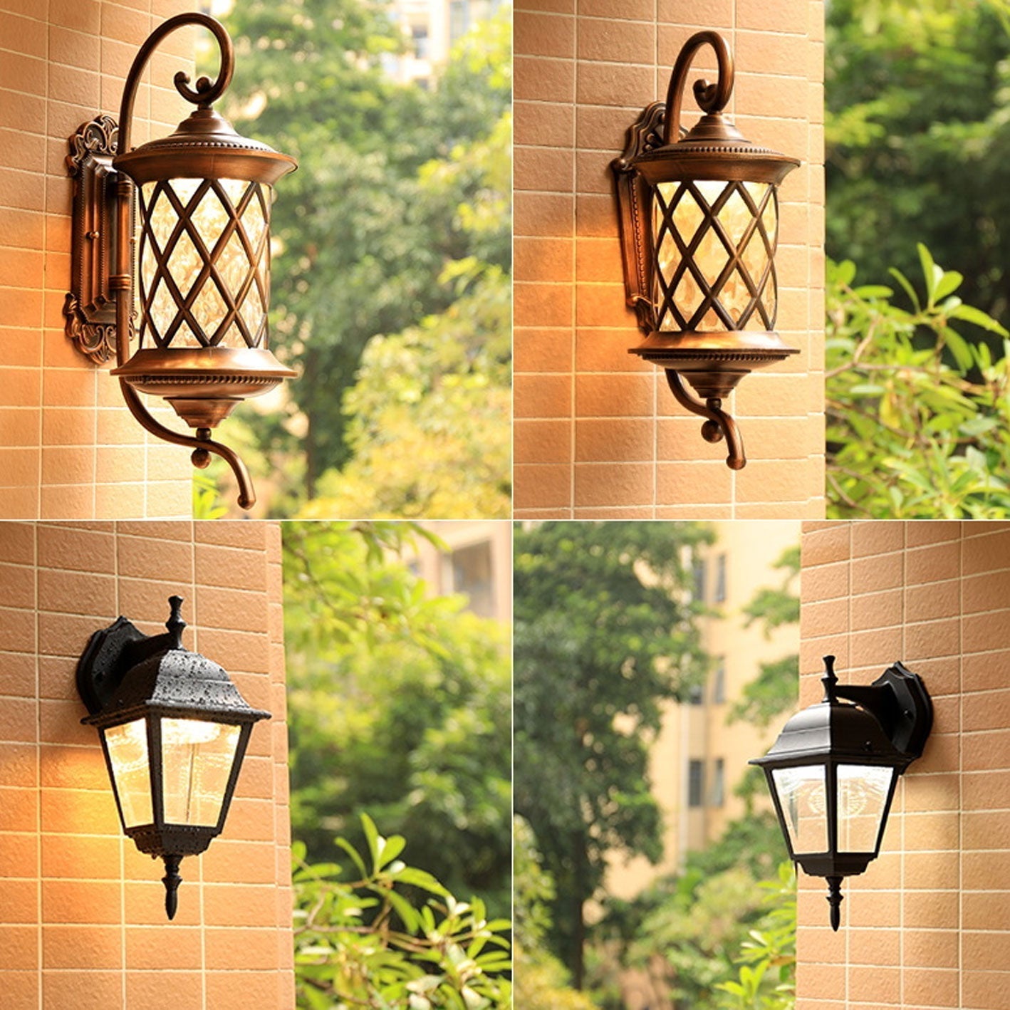 European-style Retro Pineapple Pattern Aluminum Glass Waterproof LED Outdoor Wall Sconce Lamp