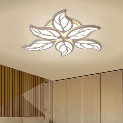 Modern Minimalist Leaf Hardware Acrylic LED Semi-Flush Mount Ceiling Light For Living Room