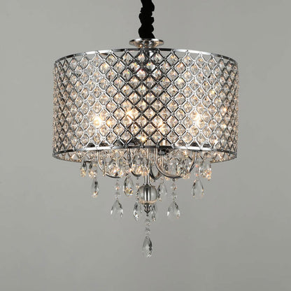 Modern Luxury Crystal Branch Round 4-Light Chandelier