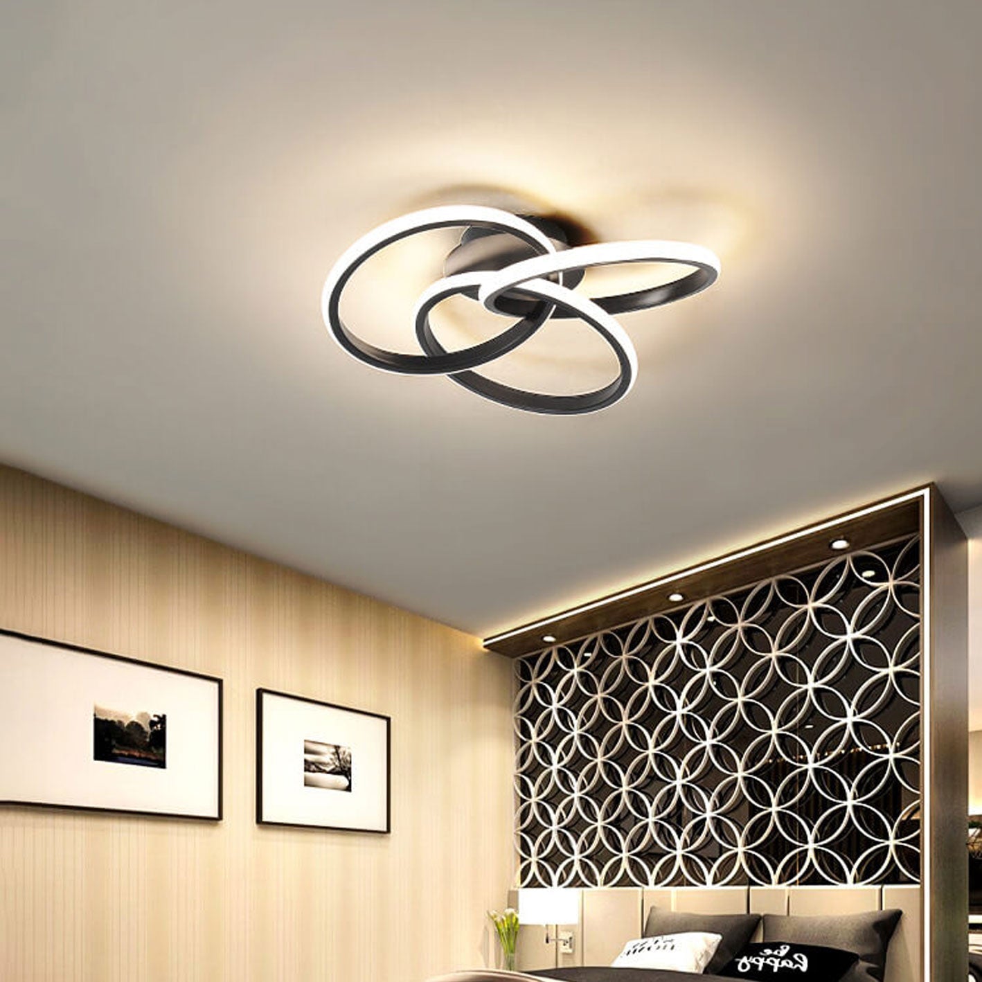 Nordic Light Luxury Ring Staggered Overlap Design LED Flush Mount Light