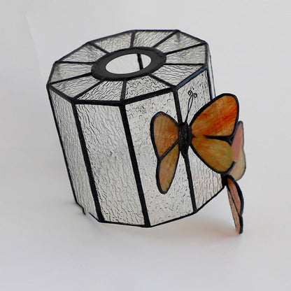 Traditional Vintage Butterfly Prismatic Metal Glass 1-Light Table Lamp For Bedroom