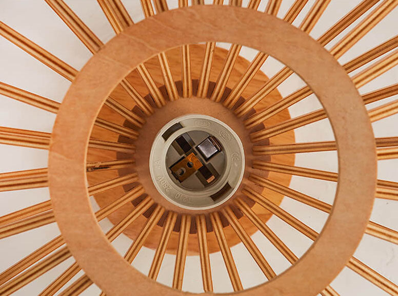 Nordic Wood Geometric Round 1-Light Semi-Flush Mount Ceiling Light