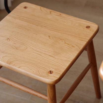 Traditional Vintage Square Cherry Wood Dining Chair Backrest For Dining Room