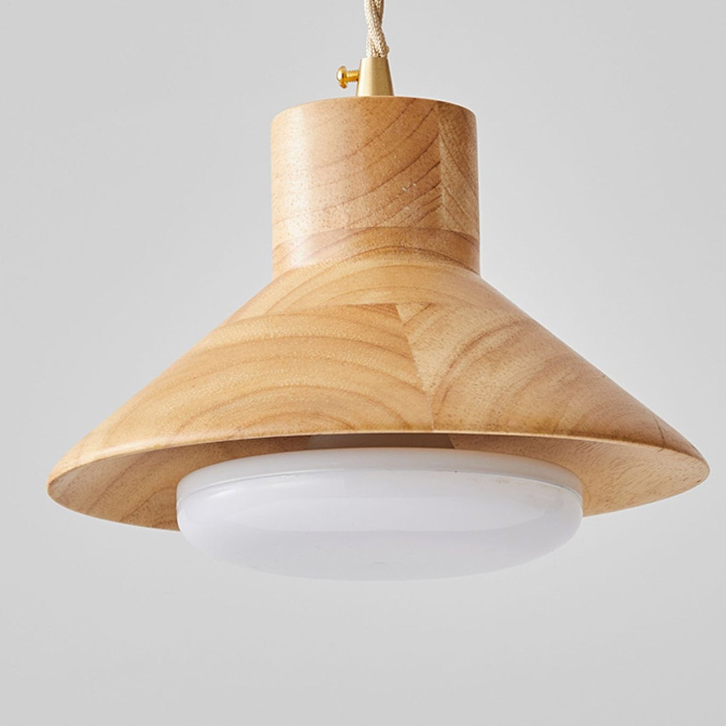Traditional Japanese Round Mushroom Shape Wood 1-Light Pendant Light For Living Room