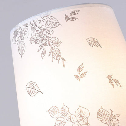 Traditional Vintage Round Table Bottle Disc Base Ash Wood Hardware Fabric 1-Light Table Lamp For Bedroom