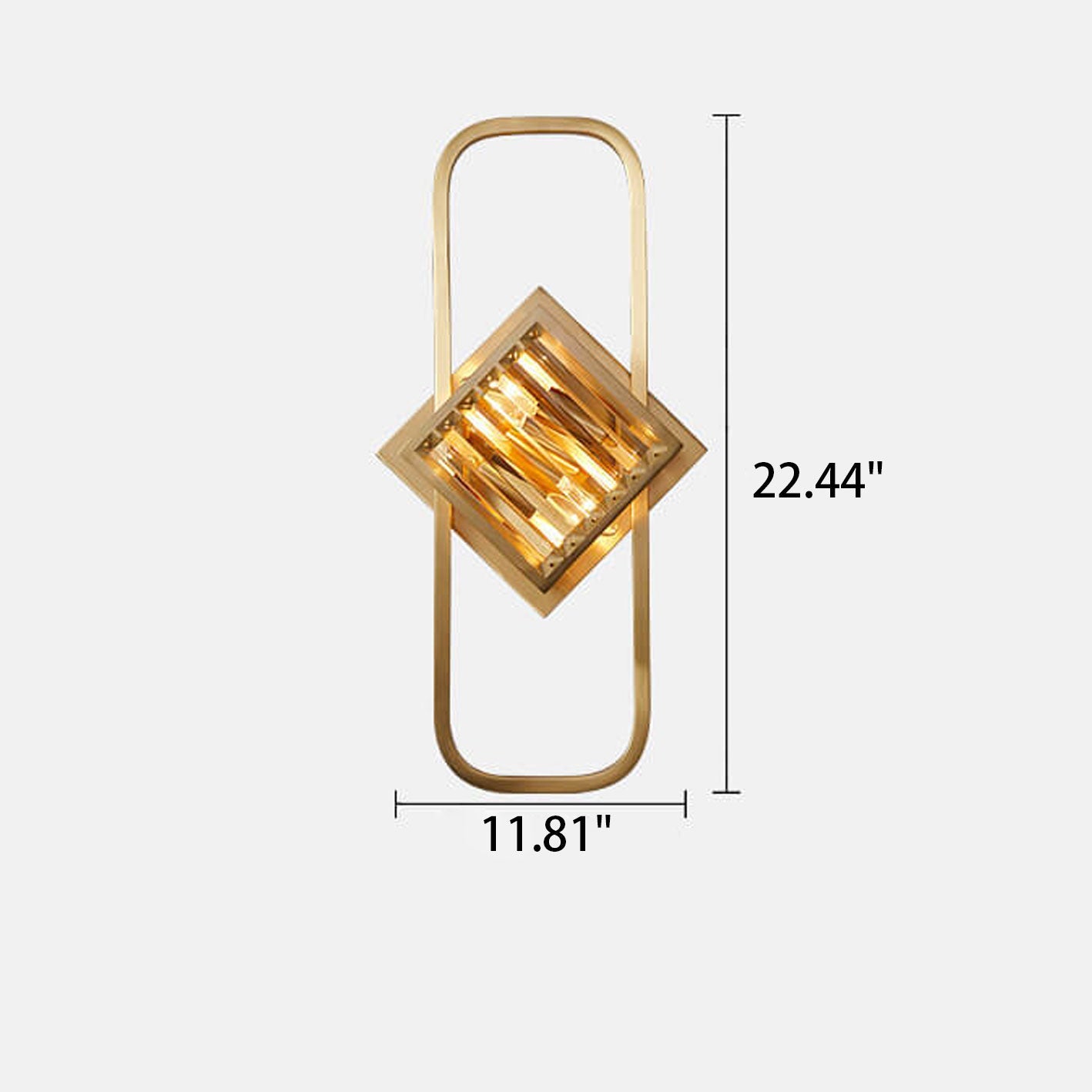 Nordic Luxury Brass Crystal Geometric Ring 2/3 Light Wall Sconce Lamp