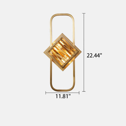 Nordic Luxury Brass Crystal Geometric Ring 2/3 Light Wall Sconce Lamp