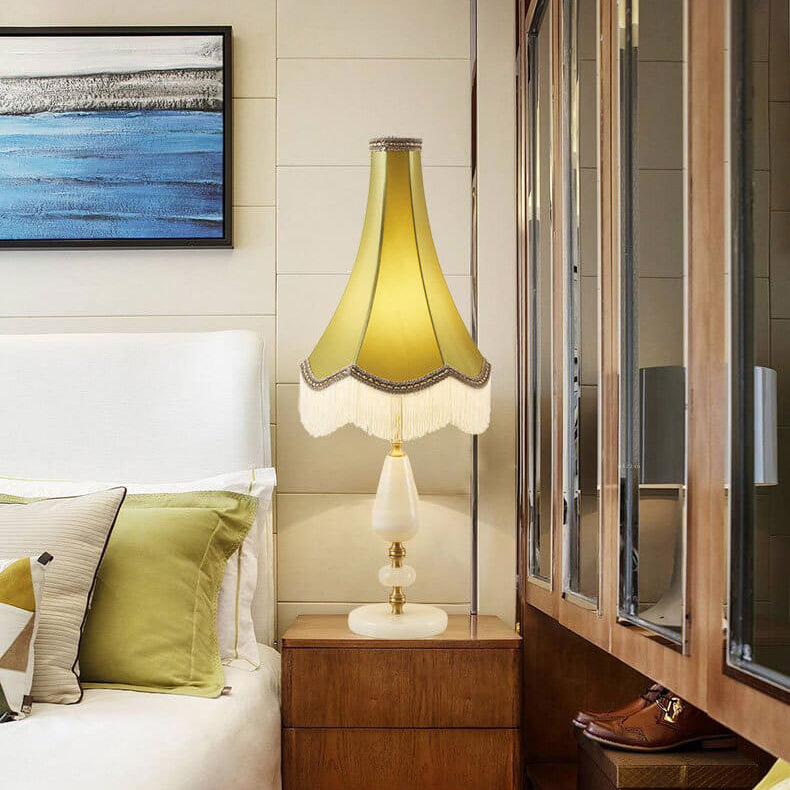 Modern Light Luxury Fabric Fringed Horn 1-Light Table Lamp