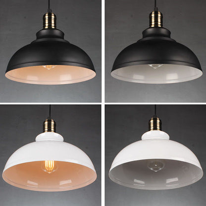 Industrial Simple Dome Round Pot Lid Iron 1-Light Pendant Light