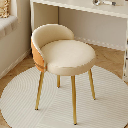 Contemporary Scandinavian Round Napa Leather Swivel Vanity Stool Low Back For Bedroom