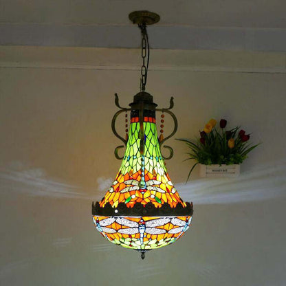 Traditional Vintage Half Round Table Teardrop Iron Glass 5/8 Light Pendant Light For Living Room