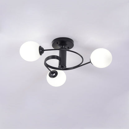 Nordic Light Luxury Glass Ball Spiral Design 3/5 Light Semi-Flush Mount Ceiling Light