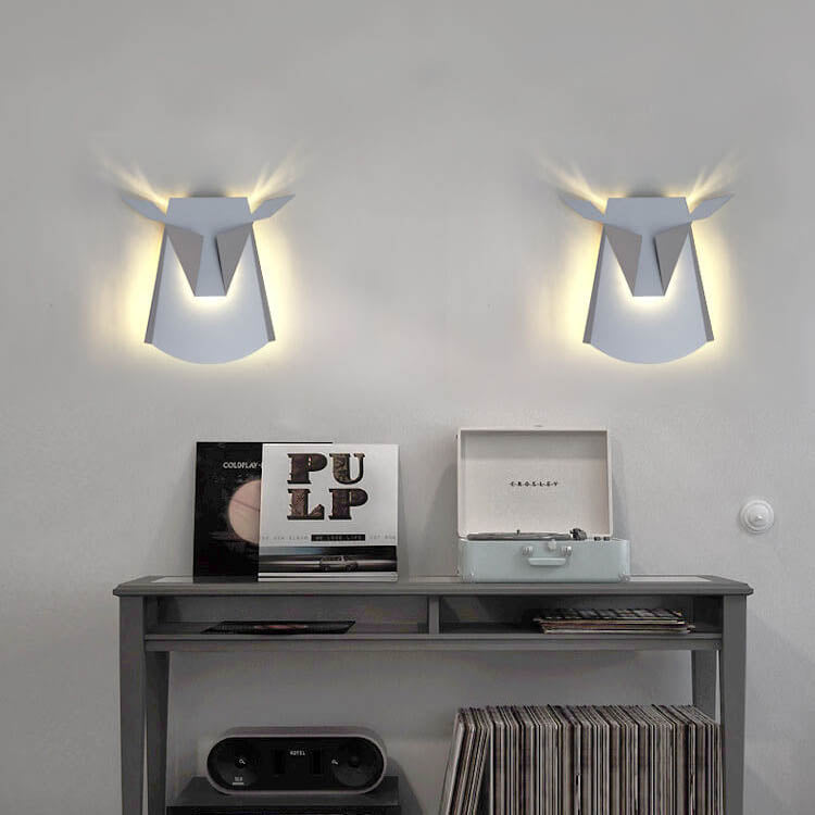 Contemporary Creative Iron Bull Head Shape LED Wall Sconce Lamp For Bedroom