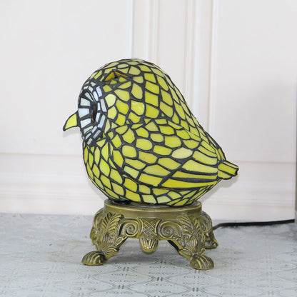 Vintage Tiffany Cartoon Parrot Resin Stained Glass 1-Light Table Lamp