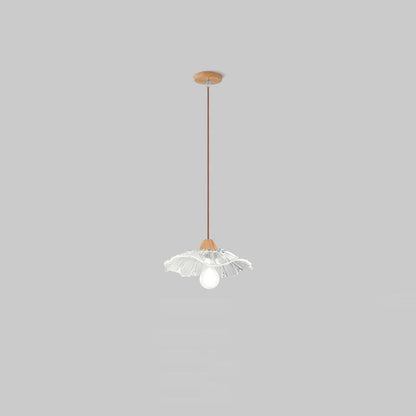 Modern Art Deco Wood Lotus Leaf Glass Shade 1/3-Light Island Light Chandelier For Bedroom