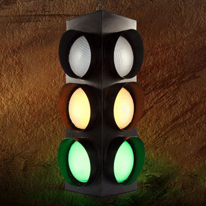 Retro Industrial Traffic Light Iron Glass LED Pendant Light