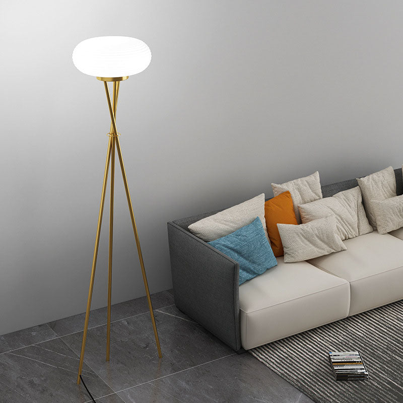 Modern Minimalist Round Tripod Iron Acrylic LED Standing Floor Lamp For Living Room