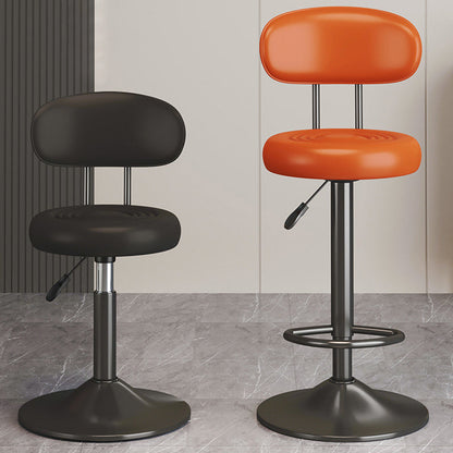 Contemporary Luxury Round Faux Leather Upholstered Swivel Bar Stool Height Adjustable Footrest For Dining Room