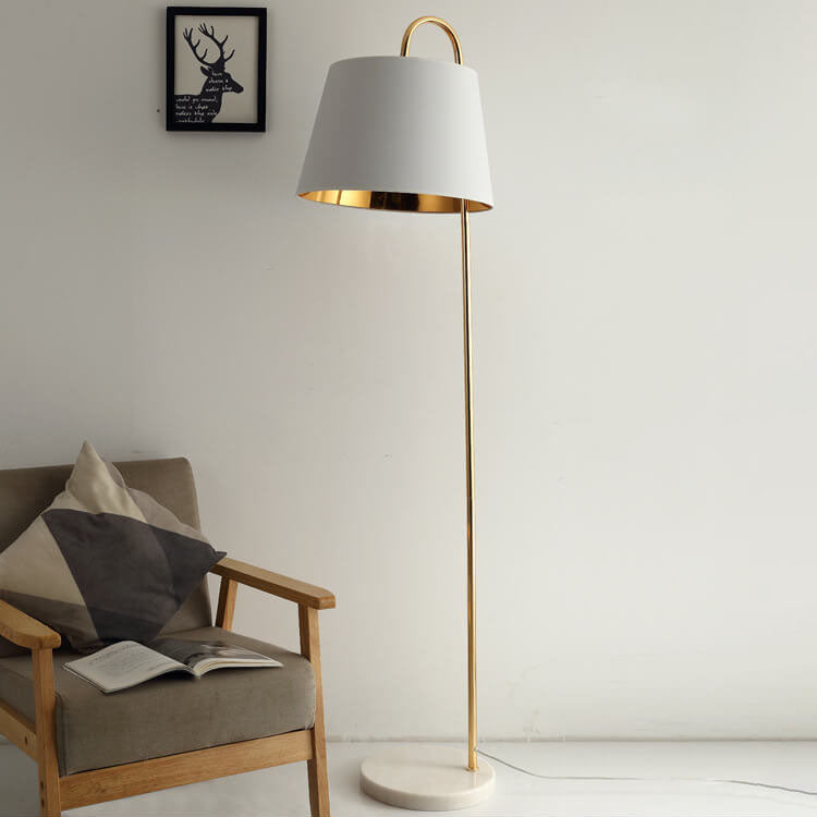 Nordic Modern Solid Color Fabric Shade Marble 1-Light Standing Floor Lamp