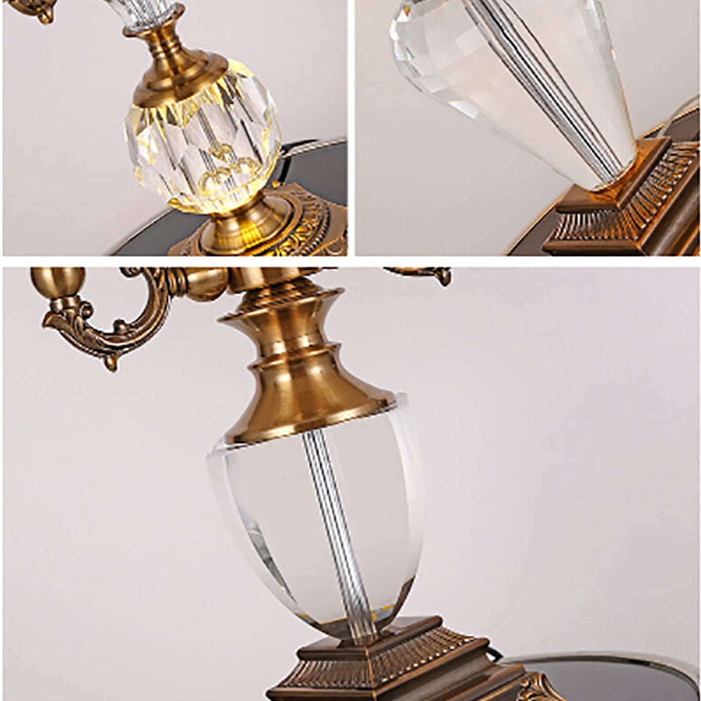 European Light Luxury Zinc Alloy Crystal 1-Light Table Lamp