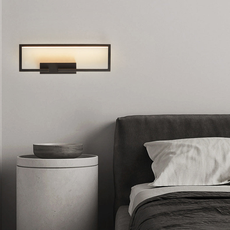 Modern Mid-century All Copper Rectangular Geometric LED Wall Sconce Lamp For Bedside