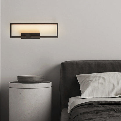 Modern Mid-century All Copper Rectangular Geometric LED Wall Sconce Lamp For Bedside