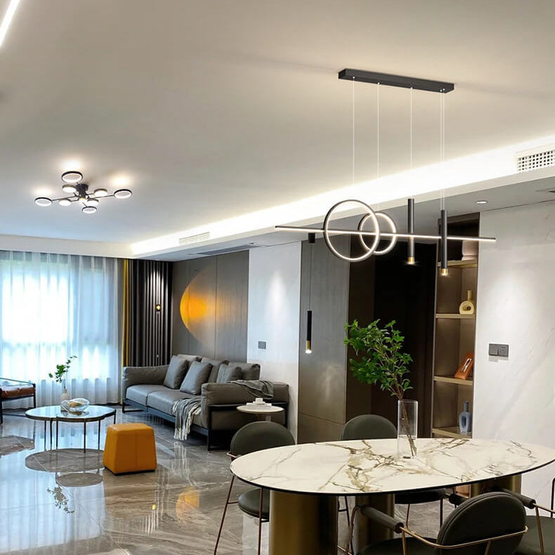 ثريا جزيرة LED مصنوعة من شريط سيليكون حديدي بتصميم عصري بسيط لغرفة الطعام 