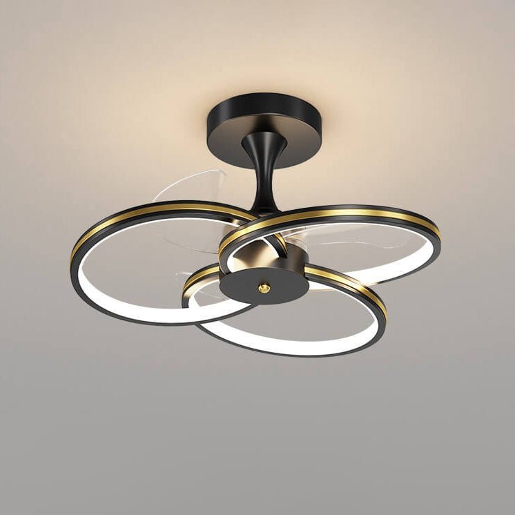 مروحة LED فاخرة من الأكريليك بتصميم ثلاثي الحلقات مثبتة على الحائط