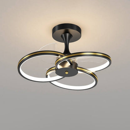 مروحة LED فاخرة من الأكريليك بتصميم ثلاثي الحلقات مثبتة على الحائط