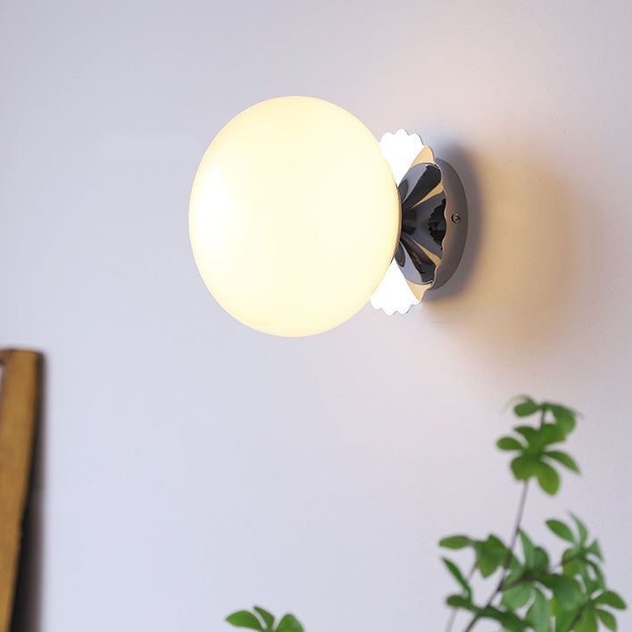 Modern Vintage Minimalist Iron Glass Round Head 1-Light Wall Sconce Lamp