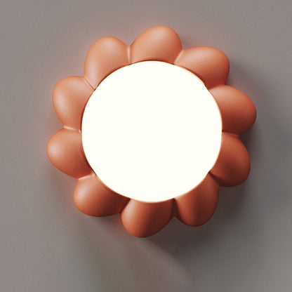 モダンミニマリストクリームラウンドフラワー樹脂アクリルLEDフラッシュマウントシーリングライト寝室用