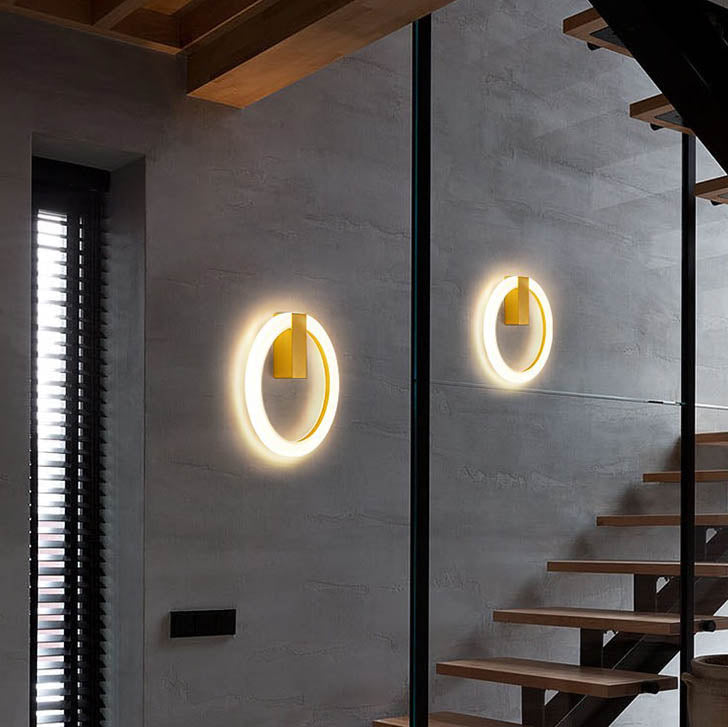Modern Minimalist Round Iron Aluminum PVC LED Wall Sconce Lamp For Bedroom