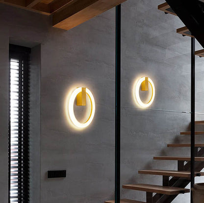 Modern Minimalist Round Iron Aluminum PVC LED Wall Sconce Lamp For Bedroom