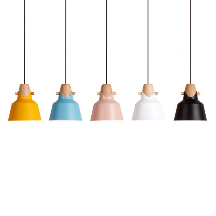 Nordic Minimalist Macaron Solid Color Ironwood 1-Light Pendant Light