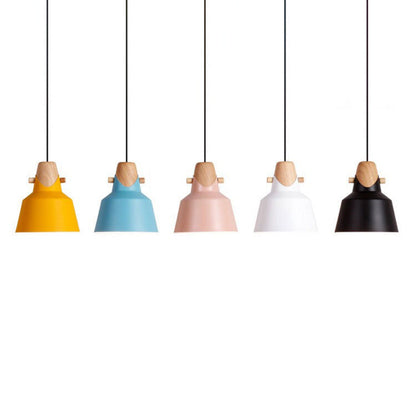 Nordic Minimalist Macaron Solid Color Ironwood 1-Light Pendant Light