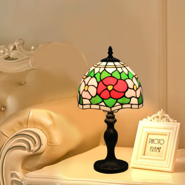 Traditional Tiffany Resin Glass Umbrella Shape 1-Light Table Lamp For Bedroom