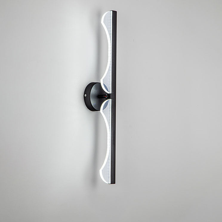 Modern Minimalist Long Wave Iron Aluminum Silicone LED Wall Sconce Lamp For Living Room