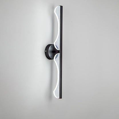Modern Minimalist Long Wave Iron Aluminum Silicone LED Wall Sconce Lamp For Living Room