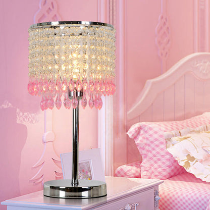 Modern Crystal Beads Colored Column 1-Light Table Lamp