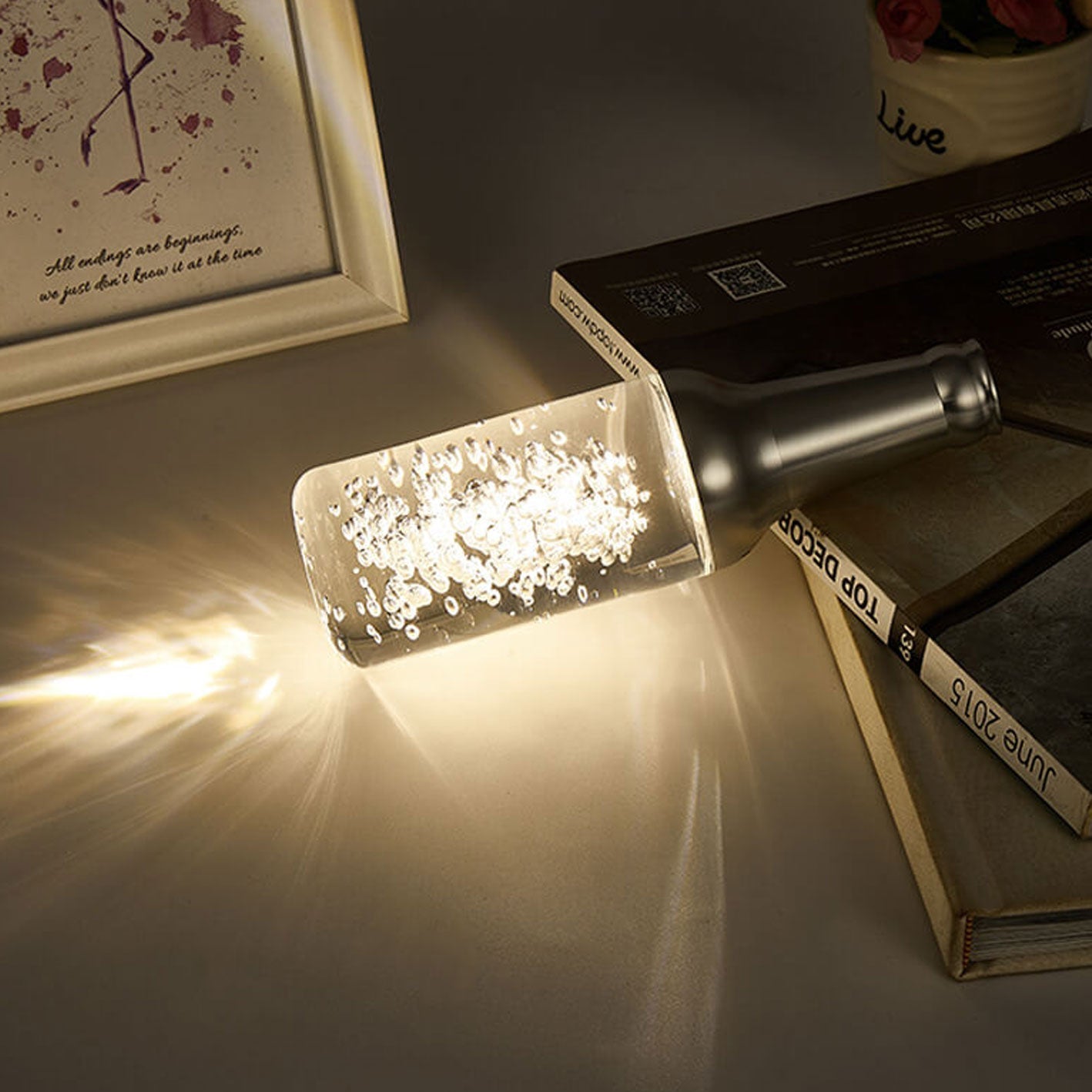 Creative Luminous Wine Bottle Rechargeable Touch Decorative LED Table Lamp