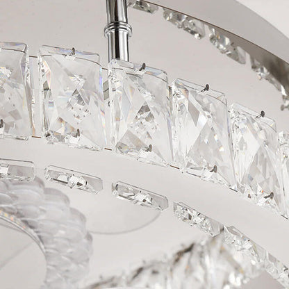 Modern Luxury Crystal Stainless Steel LED Flush Mount Ceiling Fan Light