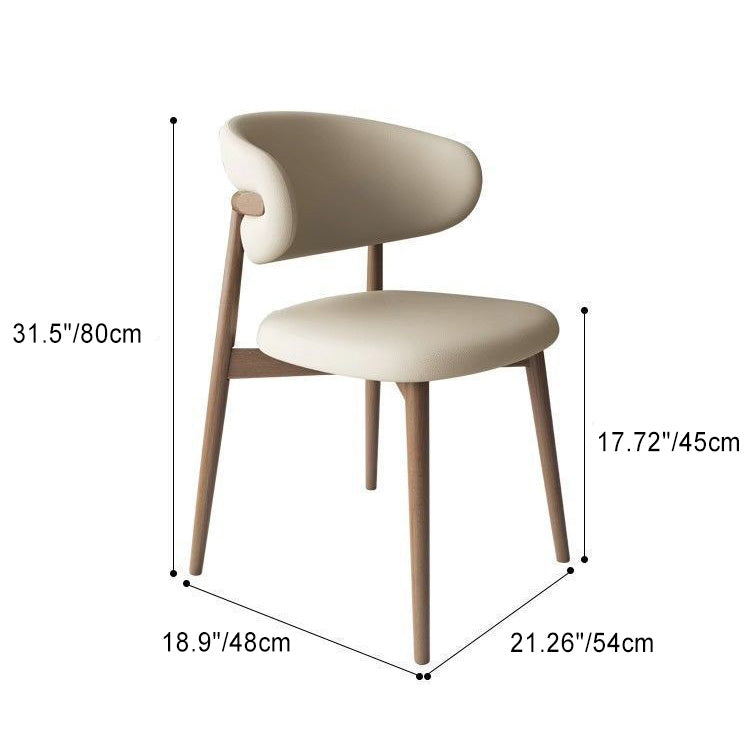 Contemporary Nordic Square Nappa Leather Metal Frame Dining Chair Backrest Armless For Dining Room