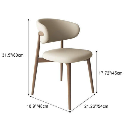 Contemporary Nordic Square Nappa Leather Metal Frame Dining Chair Backrest Armless For Dining Room
