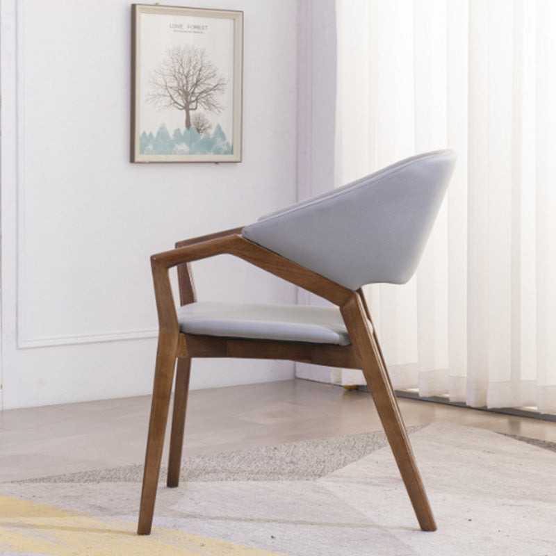Contemporary Simplicity Square Artificial Leather Upholstered Wood Dining Chair Backrest Armrest For Dining Room