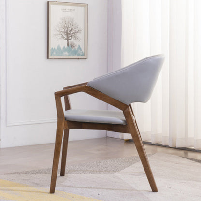Contemporary Simplicity Square Artificial Leather Upholstered Wood Dining Chair Backrest Armrest For Dining Room