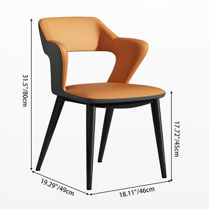 Contemporary Scandinavian Nappa leather Fabric Carbon Steel Sponge Square Wing Dining Chair Backrest Armrest For Dining Room