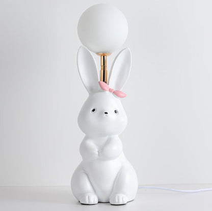 Modern Art Deco Rabbit Feather Orb Metal Goose Feather Glass 1-Light Table Lamp For Bedroom